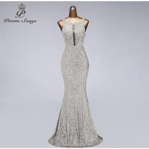 Sexy mermaid Sequin evening dresses vestido de festa prom gowns vestidos elegante party night dress robe de soiree married dress
