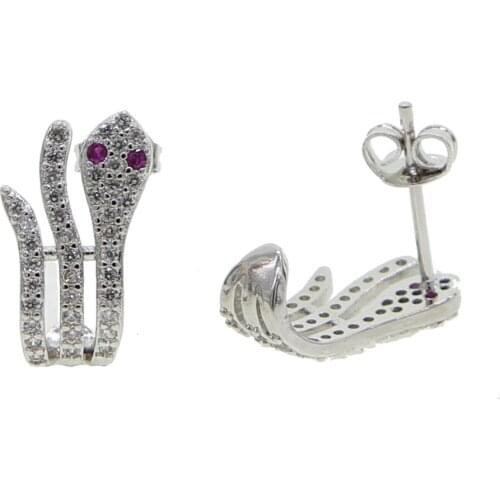 Gold cz earring 2020 new arrived fashion jewelry multi cz circle cute lovely tiny snake animal jewelry