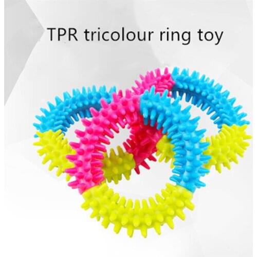 1pcs Hot Sale Pet Dog Toys Cute TPR Three-colored Thorns Toy Rubber Resistant Barbed Bite Clean Teeth Chew Training Toy Supplies