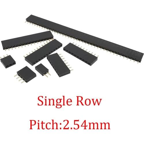 100Pcs Single Row Female Socket Pin Header Wire Connector Pitch 2.54mm 40Pin Straight PCB Board Breakable PinHeader Terminal