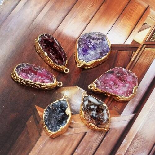 15pcs New Fashion Handcraft resin Natural Druzy Connector droplets Irregular Shape Crystal Rainbow Charms for Party Gift