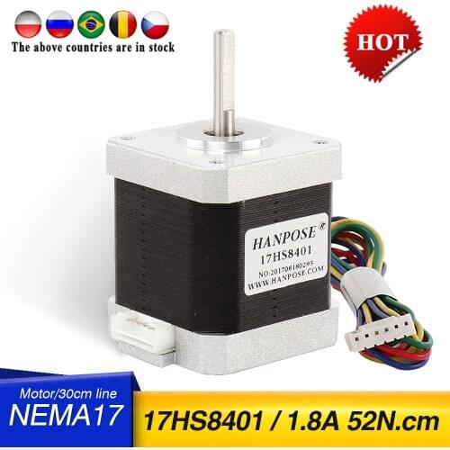 Free Shipping 1pcs Stepper Motor 4-lead Nema17 48mm 78Oz-in 1.8A Nema 17 motor 42BYGH 1.8A (17HS8401) motor