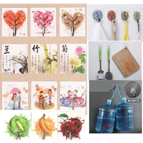 5 Pieces Strong Invisible Cartoon Transparent Anti-skid Hooks Strong Adhesive Door Wall Hangers Kitchen Bathroom Self Hooks