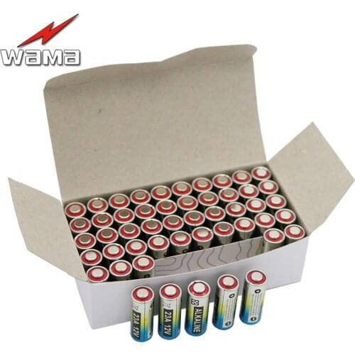 50pcs/box Wama Alkaline 12V 23A Primary Dry Batteries 21/23 23GA A23 A-23 RV08 55mAh Car Remote Electronic Battery Wholesales