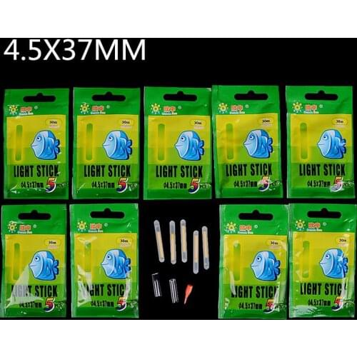 50Pcs Fishing Float Fluorescent Lightstick Light Night Float Rod Lights Dark Glow Stick Useful Lots Fishing 4.5*37/3.0X25MM