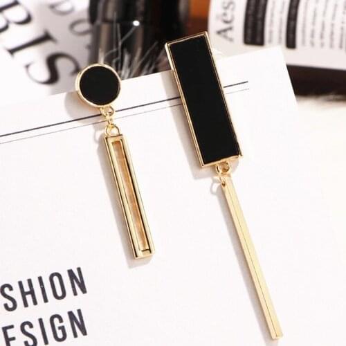 Genshin Impact Asymmetry Geometric Earrings Rectangle Strip Tassel Long Earrings For Women Temperament Fashion Jewelry Gift