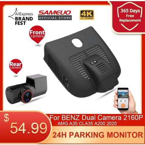 Sameuo car dvr wifi dual lens dashcam night vision dashcam video recorder For Mercedes Benz A35 CLA35 A200 2020 24H parking mode