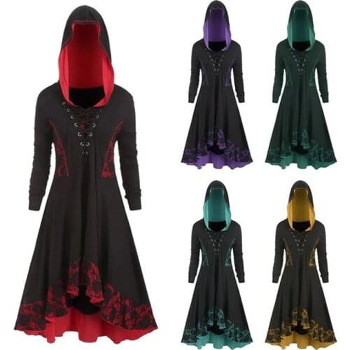 Large Size 5XL Retro Dresses Lolita Printed High Waist Long Sleeve Lace Victorian Gothic Women medieval Costume
