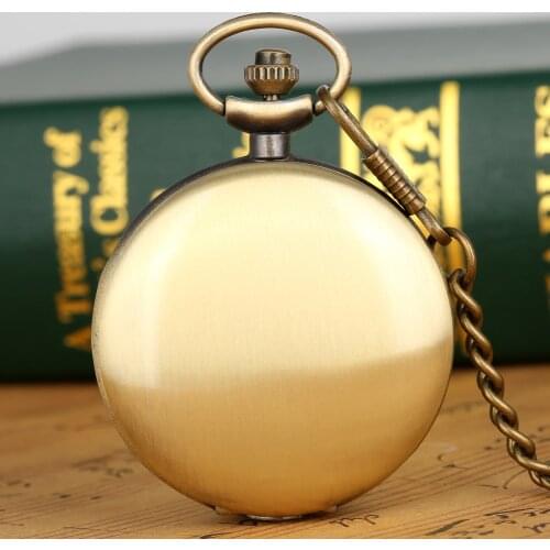 Bronze Quartz Pocket Watch Big White Dial Retro Pocket Watches Rough Chain Pendant Clock for Men Women Arabic Numerals Display