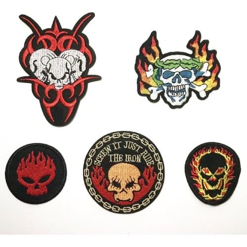 Skull Skeleton Patch Iron on Embroidered Sew Applique Fabric Badge Garment DIY clothes Garment Apparel Accessories