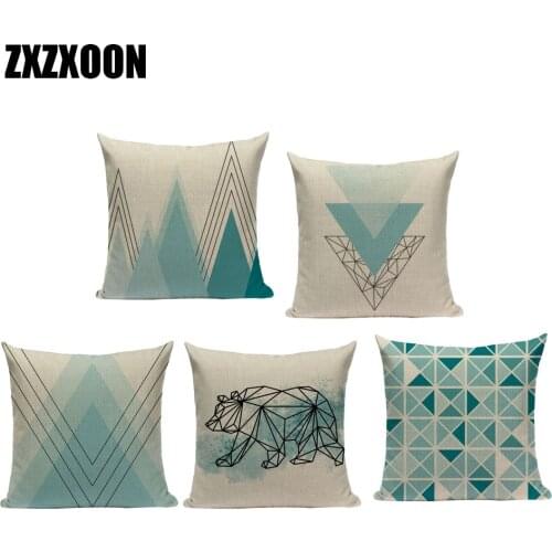 Decorative Throw Pillows Case Nordic Style Pop Geometric Animals Deer Polyester Cushion Cover for Sofa Home Living Room Car