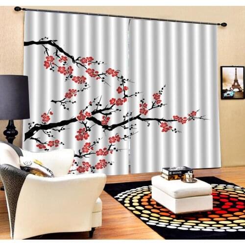 Decoration curtains 3D Curtain Luxury Blackout Window Curtain Living Room plum curtains flower curtain