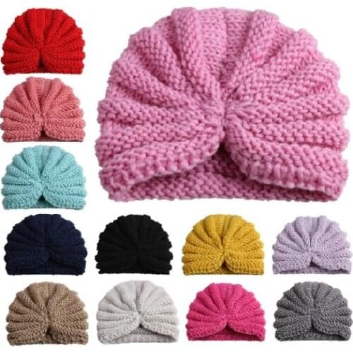 Children Beanie Caps Head Wrap Newborn Toddler Kids Baby Boy Girl Turban Hat Beanie Hat Headwear Winter Autumn Warm Cap Knitting