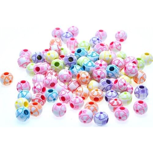 Childrens educational DIY beaded bracelet loose beads 7mm round white background color dot alphabet beads color beads