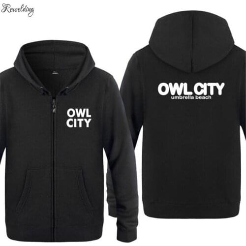 Mens Hoodie Owl City Adam Young Hoodies Men Fleece Long Sleeve Zipper Jacket Coat Sweatshirt Hip Hop Skate Tracksuit Big Size