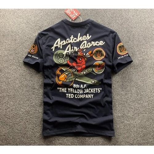 Devil Aircraft Air Force Print Short Sleeve T-shirt Men Casual Cotton Motorcycle Biker T shirts Rock Tops Tees Summer Shirt