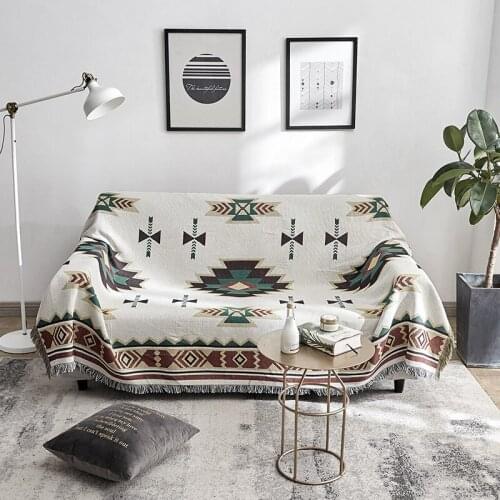 European style Geometry Throw Blanket Sofa Decorative Slipcover for Sofa Bed Plane Travel Plaid Non-slip Stitching blankets