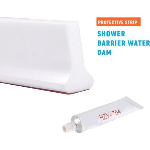 Cm Collapsible Flexible Waterretaining Strips Shower Barrier Water Stopper with fixing glue for Home Kitchen Bathroom consistent