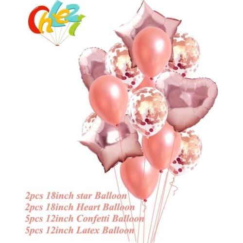 Hot Rose Gold Star Heart Foil Balloons Air Wedding Decoration Helium Balloon Happy Birthday Party Decoration Kids Baby Shower