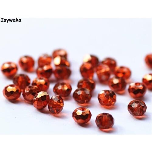 Isywaka Full Clear Red Color 4*6mm 50pcs Rondelle Austria faceted Crystal Glass Bead Loose Spacer Round Bead for Jewelry Making