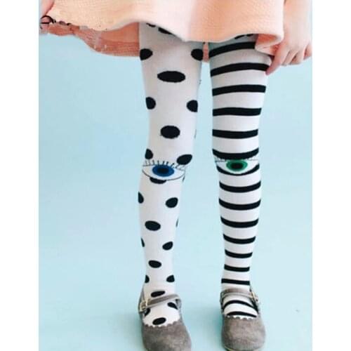 Girls Pantihose Polka Dots Striped Kids Ballet Dancing Tights Pants-hoses Eyes Pattern Toddler Pantyhose Asymmetric Stockings
