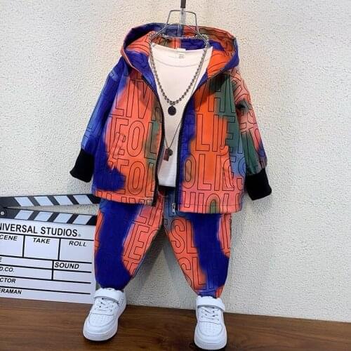 Spring Autumn boys fashion clothes kids clothes baby clothing coat + pants 2 pcs set fashion Colorful jacket clothing set
