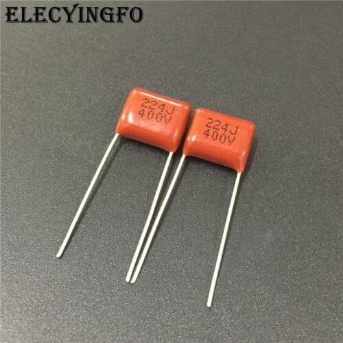 100pcs CBB capacitor 224 400V 224J 0.22uF 220nF P10 CL21 Metallized Polypropylene Film Capacitor