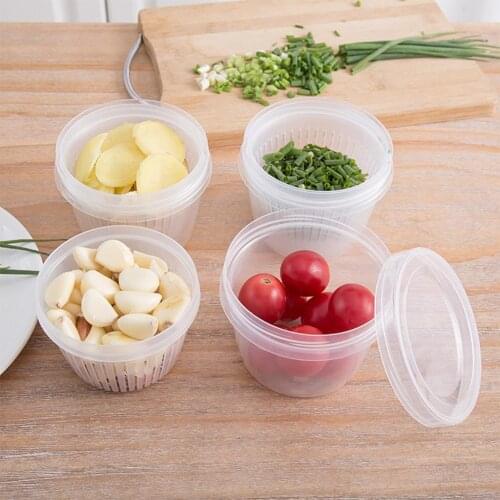 Storage Box Kitchen Refrigerator Fresh-Keeping Box PP Vegetable Fruit Drain Basket Storage Basket Container Kitchen Organizer