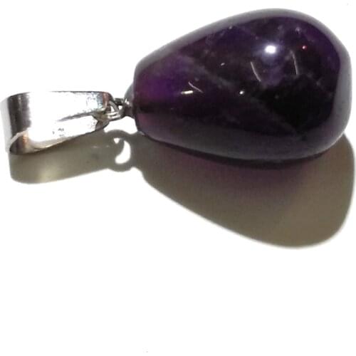 Round Drop-shaped Purple Quartzs Pendant Necklace Reiki Healing Natural Stone Amulet DIY Jewelry Personality Gift Size 13x18mm