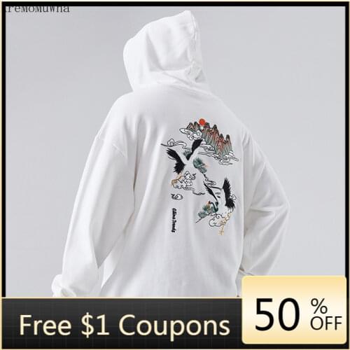 Chinese Style Crane Embroidery Round Neck Autumn and Winter Loose Couple Suit Jacket Yokosuka Embroidery Hoodie Men and Women