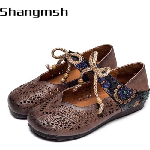 Women Flat Spring Genuine Leather Chaussures Femme Slip On Loafers Women Shoes Breathable Moccasins Leather Flats Shoes 2515