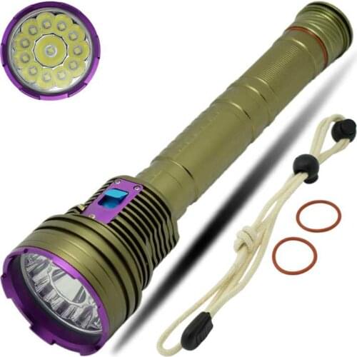 Powerful 30000LM Diving Torch 12x XM-L L2 Professional Scuba Flashlights Underwater 18650 Searchlight Lamp with Magnet