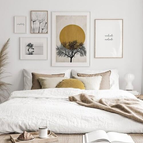 Winter Morning Poster Dandelions Tree Wall Art Print Canvas Painting Simplicity Quote Decorative Picture Bedroom Decoration