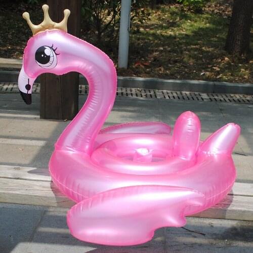 2019 New Baby Flamingo Ride-on Swimming Ring Transparent Pink Flamingo Float Seat Children Swimming Laps Tube Water Fun Pool Toy