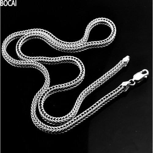 S925 pure Silver Necklace for man and woman retro fashion ladies sweater chain universal all-match foxtail chain