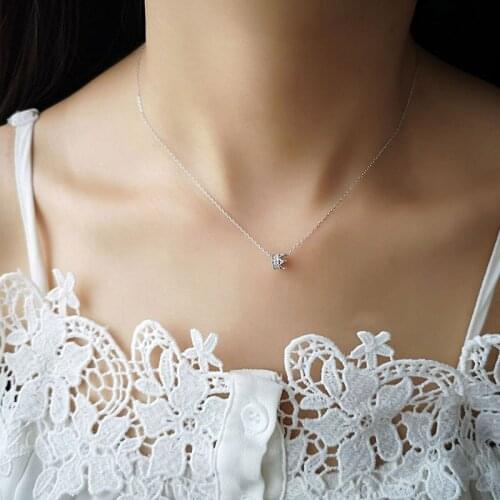 925 Sterling Silver Rhinestone Crown Pendants Necklace For Women Short Clavicle Chain Collar Necklaces Fine Party Jewelry