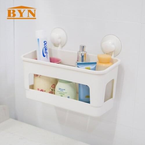 BYN Plastic Wall-mounted Shower Caddy Bathroom Kitchen Rack Organizer Shampoo Detergent Storage Holder Shelf DQ-1604