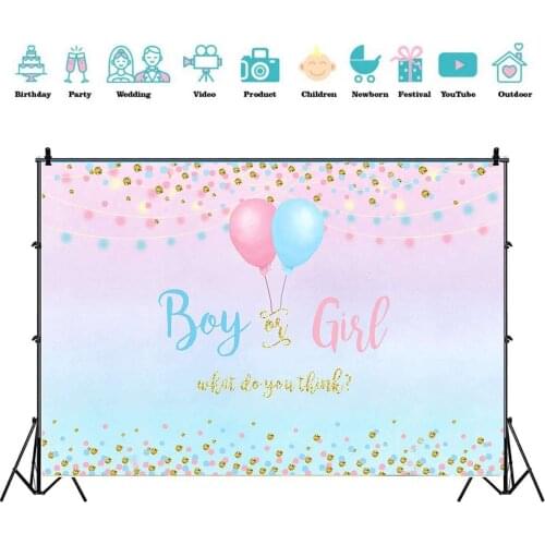 Gender boy or girl party decoration banner photo background glitter design photo background balloon background