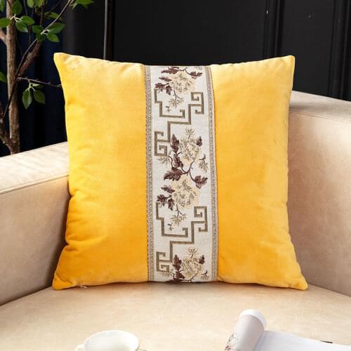 European-Style Simple Pillow Case 60x60 Velvet Pillow Cover Embroidery Pillow Cases Blue Yellow Cushion Cover Decorative Case on
