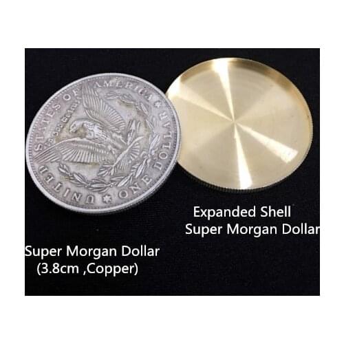 Expanded Shell + Copper Morgan Coin Magic Set Coin Appearing Tricks Coin Magic,Magia Toys Classic Magie Funny
