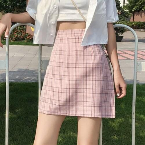 Retro Plaid Decorative Anti-walking Skirt Temperament Irregular High Waist Skirt Women Skirts