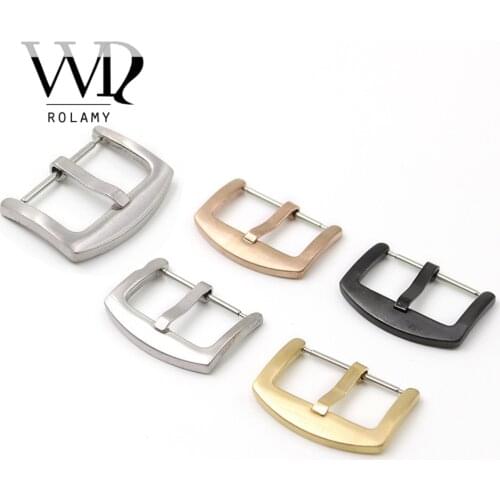 Rolamy 18 20 22 24mm Wholesale New Men Women 316L Stainless Steel Brushed Matt 3mm Tang Tongue Pin Buckle For Watch Strap