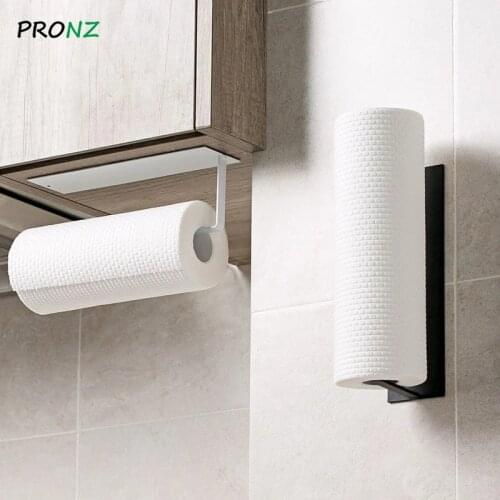 Non Perforated Self-adhesive Paper Towel Holder Toilet Paper Hanger Roll Paper Holder Fresh Film Storage Rack Wall Hanging Shelf