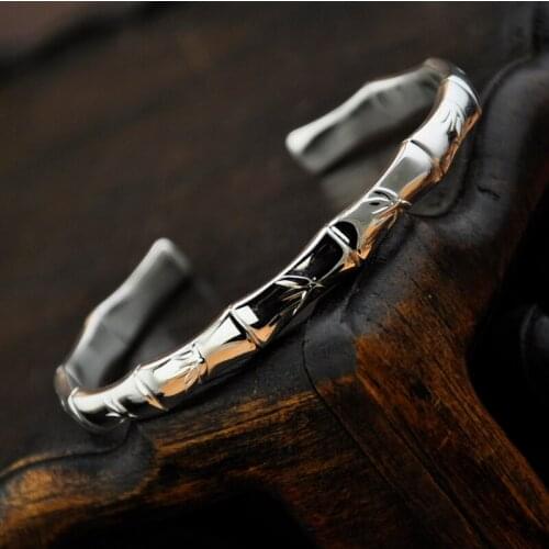 Chinese Miao silver ornaments, simple and fresh bamboo Link Bracelet