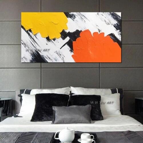 Modern painting Hand Painted Abstract Yellow Orange Oil Painting Canvas painting Wall Art for Bedroom Wall Decor Living Room