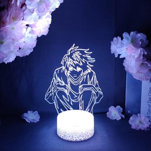 LED Light Anime Death Note L Lawliet Ryuk Acrylic Manga Night Lamp RGB Flashing Cool Gift 3D Manhwa Otaku Children Room Decor