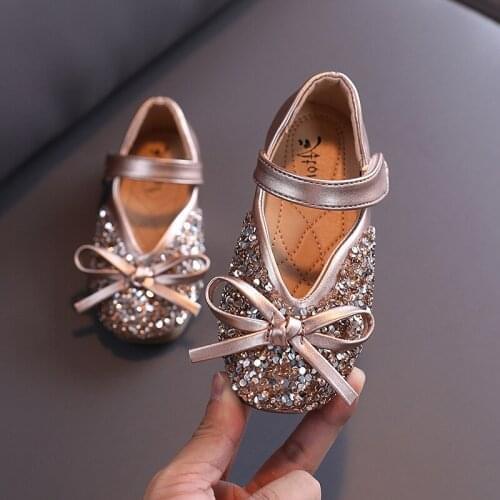 Girls Single Shoes Baby Girls Shoes Non-slip Leather Princess Shoes Fashion Bow Kids Breathable Dress Party Wedding Shoes D682