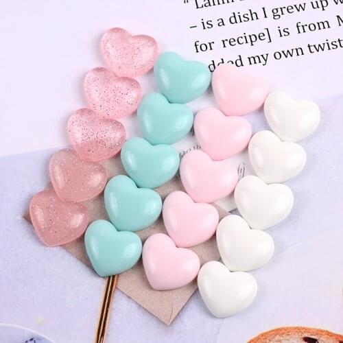 20Pcs Resin Heart Decoration Crafts Flatback Cabochon Embellishments For Scrapbooking Diy Hair Clips Phone Case Accessories