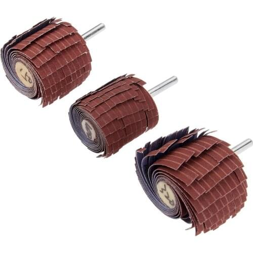 1Pc 6mm Shank Mandrel Sand Paper Shutter Wheel 40-50mm Emery Cloth Grinding Wheel Wood Carving Metal Polishing Grits 150/320/400