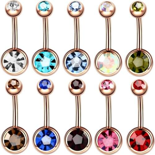 1PC Steel Piercings Ombligo 14G Navel Piercing Belly Button Piercing Nombril Rose Gold Dangle Earring Belly Barbell Body Jewelry